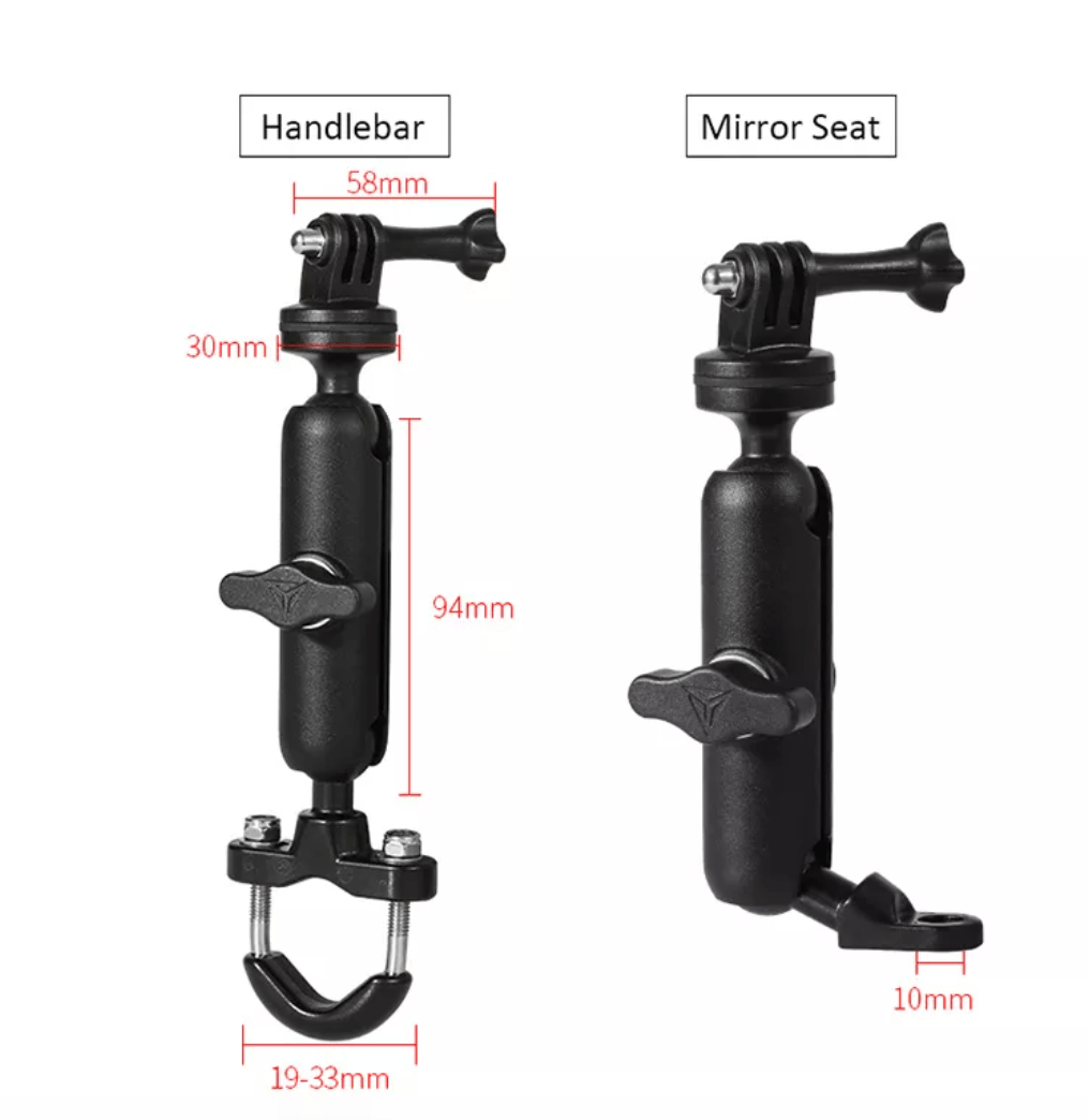 Motowolf Action Camera Holder for Motorcycle Handlebar and Mirror Mount